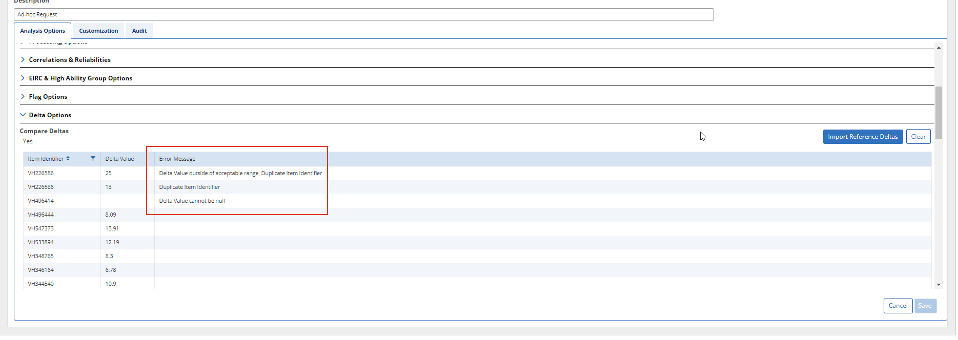 Request Details - Delta Errors